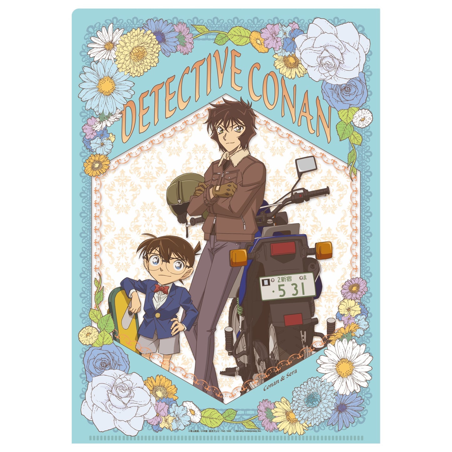 書けるクリアファイルWポケット 名探偵コナン ブルーフラワー