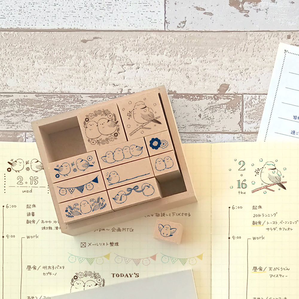 消しゴムはんこ　シマエナガとはりねずみの秋満喫特別セット 消しゴムはんこシマエナガとはりねずみの秋満喫特別セット