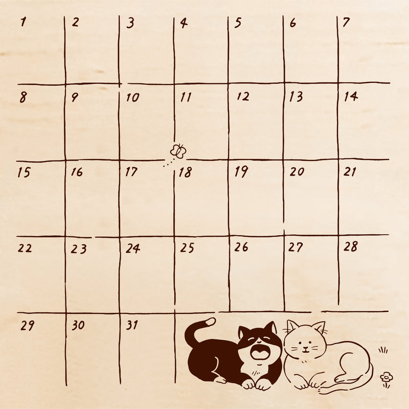 いろどりはんこ　ねこ　月間カレンダー