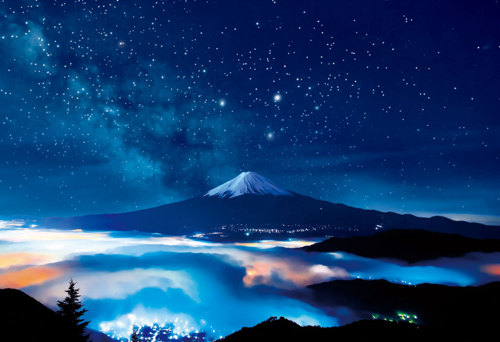満天の星空と富士